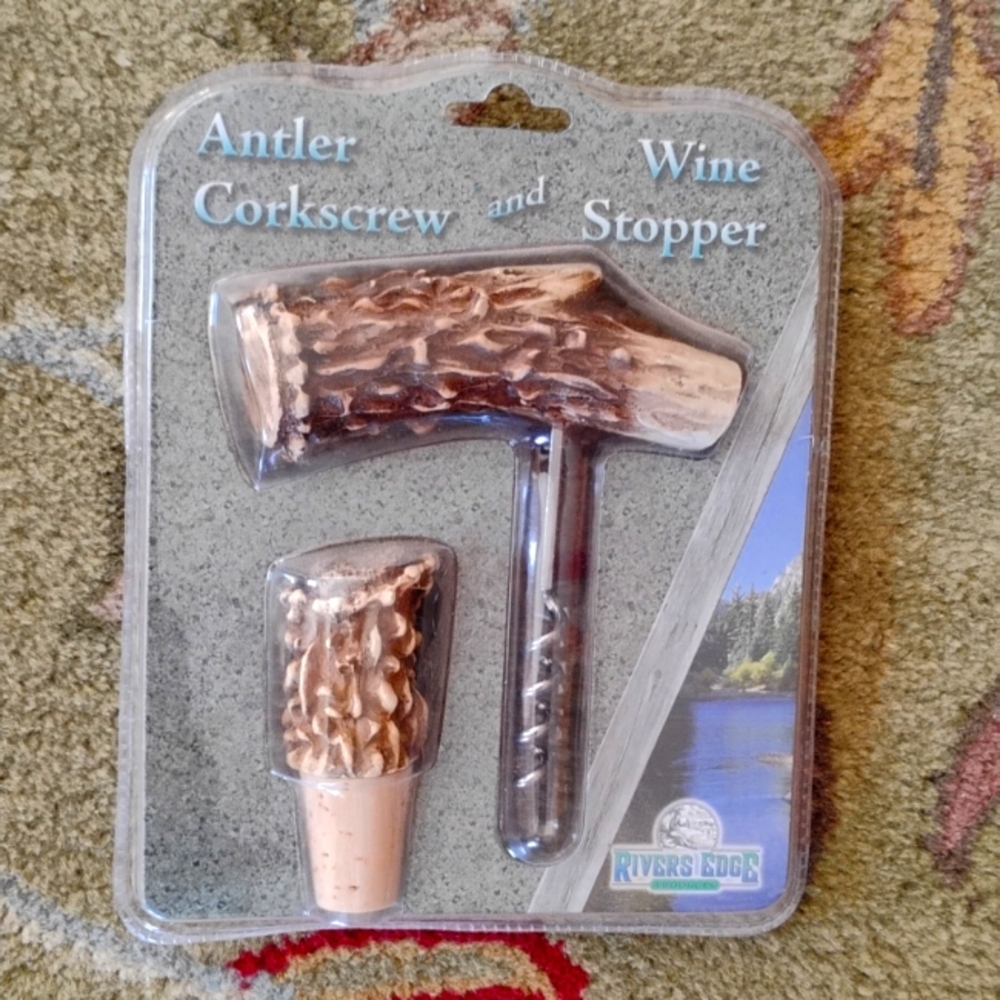 🎍 Rivers Edge ANTLER CORKSCREW & WINE STOPPER